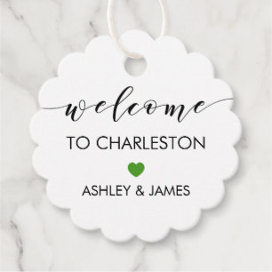 Wedding Welcome Gift Tags, Hotel Guests, Green Favour Tags
