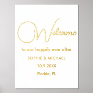 Wedding Welcome Gold White Foil Prints