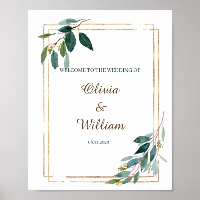 Wedding Welcome Greenery Sign (Front)