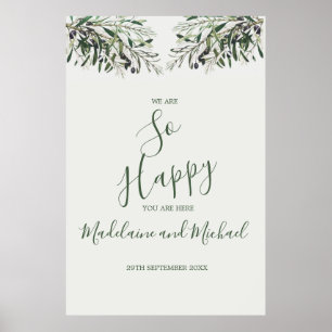 Wedding Welcome Italian Olive Branch So Happy Poster