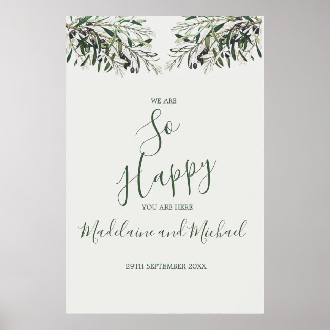 Wedding Welcome Italian Olive Branch So Happy  Poster (Front)