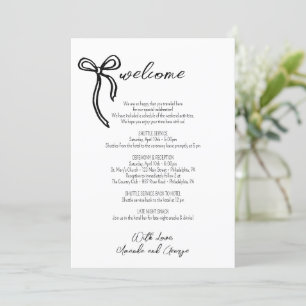 Wedding Welcome Itinerary hand illustrated bow Holiday Card