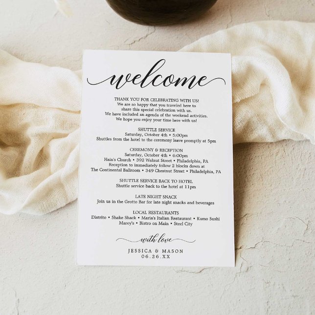 Wedding Welcome Itinerary Letter - Hotel Bag  Program (Creator Uploaded)