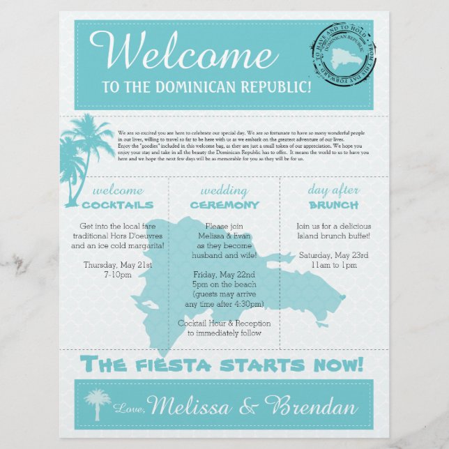 Wedding Welcome Letter for Dominican Republic (Front)