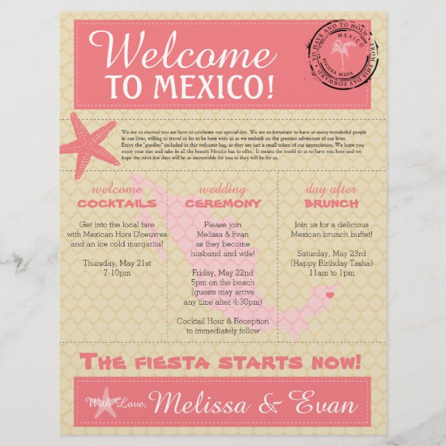 Wedding Welcome Letter for Mexico (Front)