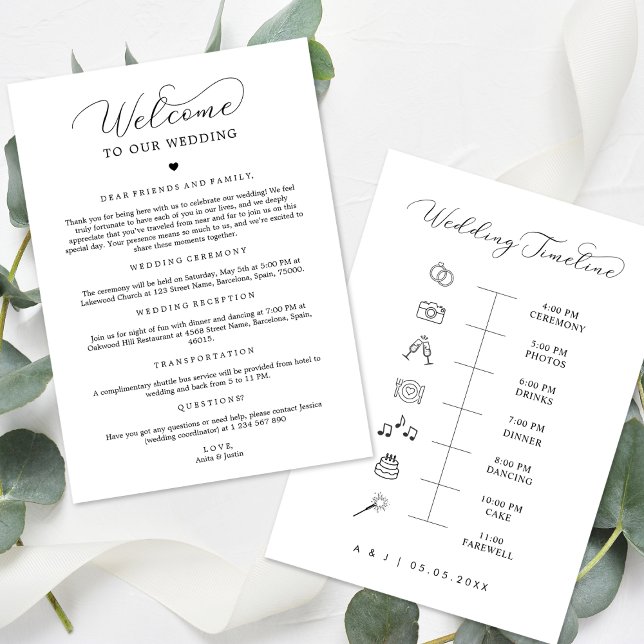 Wedding Welcome Note Itinerary Icon Timeline Card (Creator Uploaded)