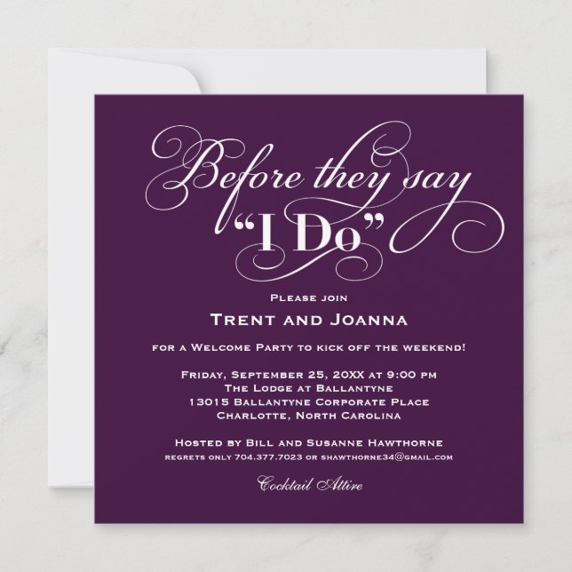 Wedding Welcome Party Invitation | Wedding Vows (Front)