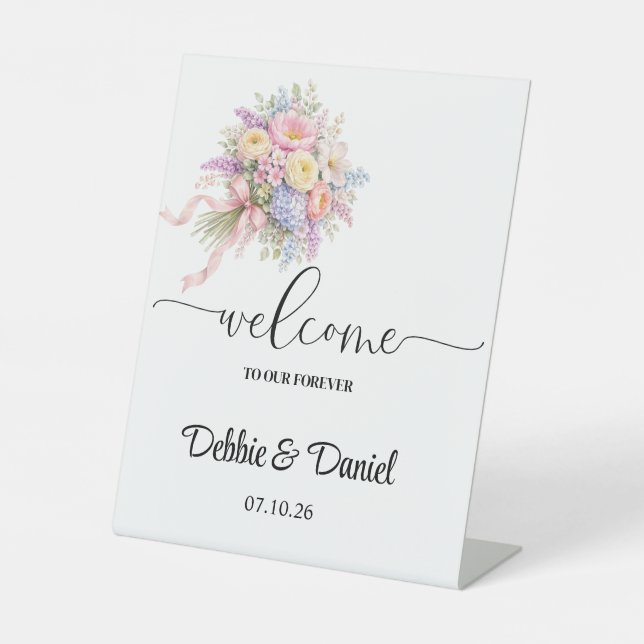 Wedding Welcome Pedestal Sign (Front)