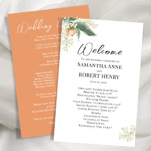 Wedding Welcome Program Floral Calligraphy Script