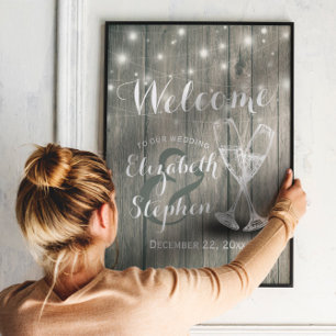 Wedding Welcome Reception Sign Champagne Glasses