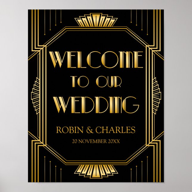 Wedding Welcome Sign | Gatsby Art Deco (Front)