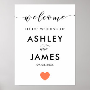 Wedding Welcome Sign, Greeting Sign, Coral Poster