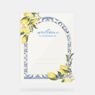 Wedding Welcome sign, lemons, summer, italian Acrylic Sign