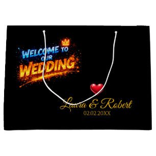 Wedding Welcome Sign – Personalized Names & Date Large Gift Bag