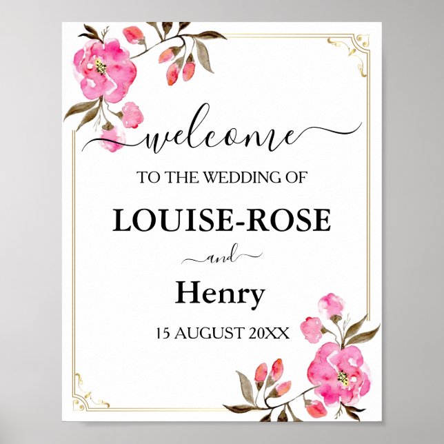 Wedding Welcome Sign - Pink Rose Gold (Front)