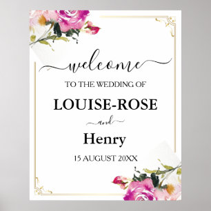 Wedding Welcome Sign - Pink Rose Gold Design