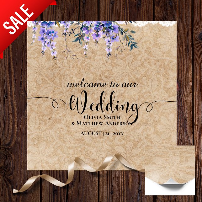 Wedding Welcome Sign Purple Wisteria Lace (Creator Uploaded)