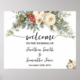 Wedding Welcome Sign White Winter Flowers