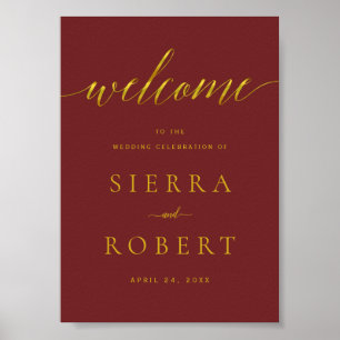 Wedding Welcome Sign with Elegant Faux Gold Script