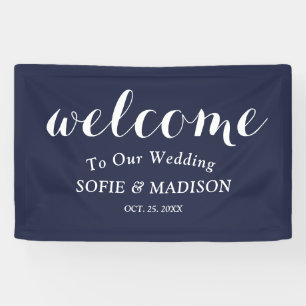 Wedding Welcome Sign with Elegant Navy Blue