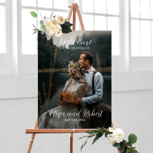 Wedding welcome sign with photo