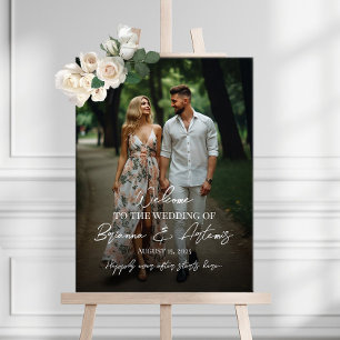 Wedding welcome sign with photo