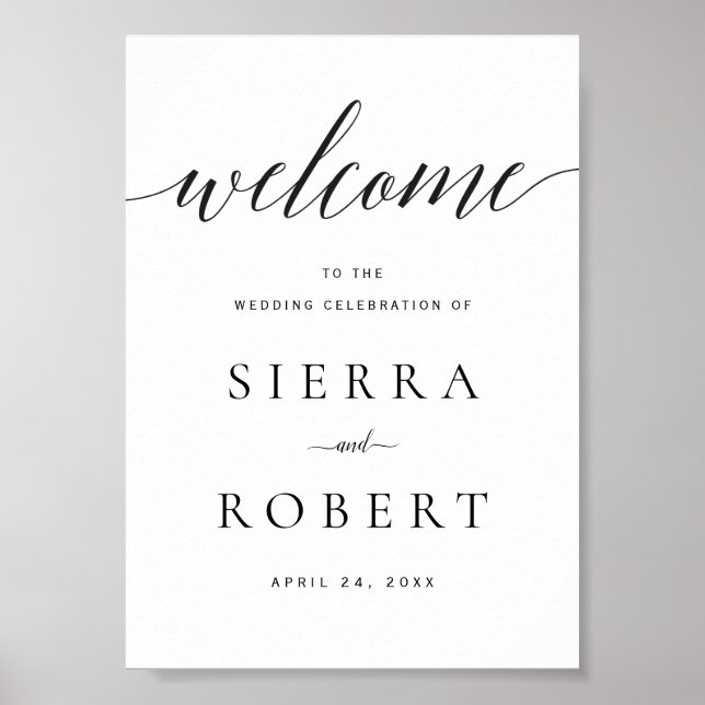 Wedding Welcome Sign with True Black Script (Front)