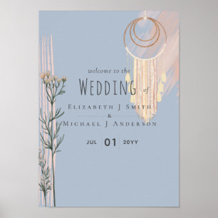 Wedding Welcome Signs - Dusty Blue Peach