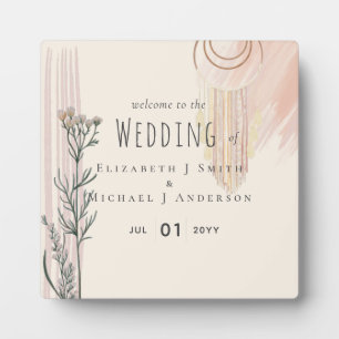 Wedding Welcome Signs - Dusty Blue Peach Plaque