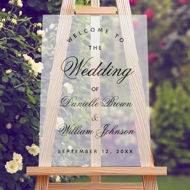 Wedding Welcome Simple Calligraphy Elegant Script Acrylic Sign (Creator Uploaded)