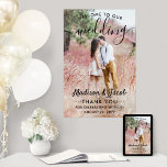 Wedding Welcome Simple Modern Black Script Photo Poster<br><div class="desc">Welcome wedding guests to your ceremony or reception with an elegant custom photo 24"x36" poster. Picture and all text are simple to personalise. (IMAGE PLACEMENT TIP: An easy way to centre a photo exactly how you want is to crop it before uploading to the Zazzle website.) The modern minimalist black...</div>