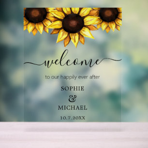 Wedding Welcome Sunflower Floral Acrylic Sign