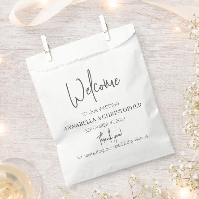 Wedding Welcome Thank you Chic Elegant Favour Bag (Clipped)
