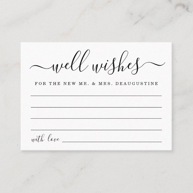 Wedding Well Wishes for the Mr & Mrs - Simple Calling Card (Front)