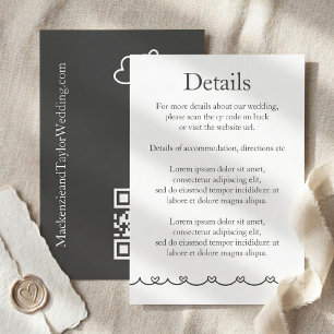 Wedding Whimsical Doodles Grey and White Enclosure Card