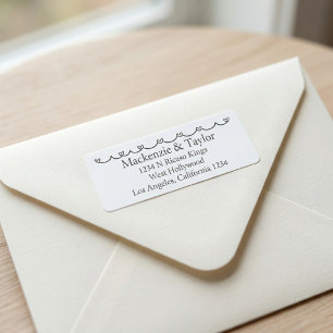 Wedding Whimsical Doodles Grey and White Return Address Label