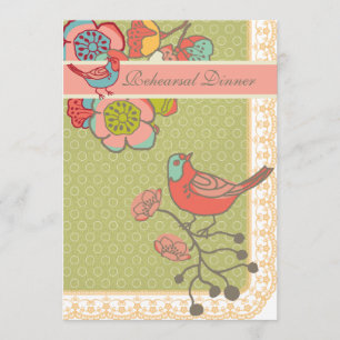 Wedding Whimsy Birds Rehearsal Dinner Card