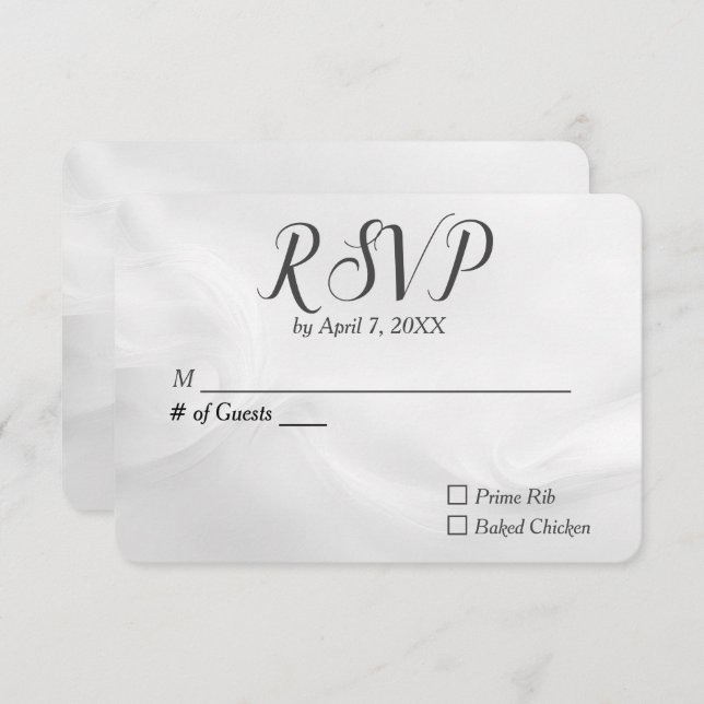 Wedding White Abstract RSVP (Front/Back)