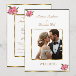 Wedding White add your photo Invitation
