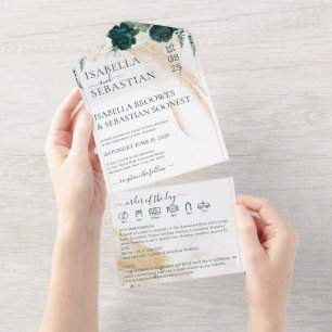 Wedding White All in save the date Emerald Green One Invitation