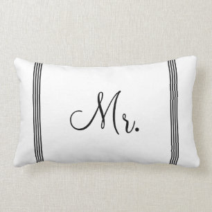 Wedding   White and Black Mr. Lumbar Cushion