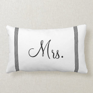Wedding White and Black Mrs. Lumbar Cushion