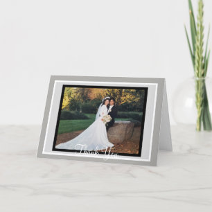 Wedding White Black Grey Photo Thank You Card