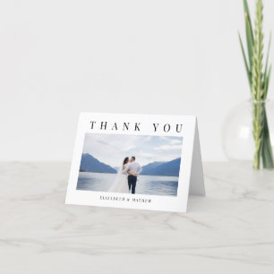 Wedding White Black Photo Thank You Card