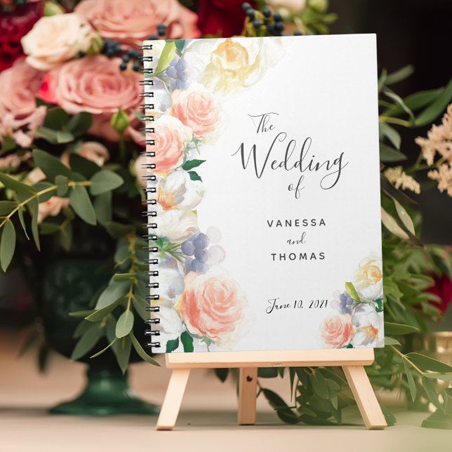 Wedding white coral  romantic florals guest book (Creator Uploaded)