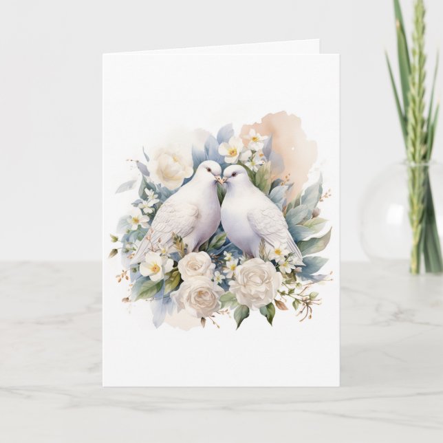 Wedding White Doves Watercolor Invitation (Front)