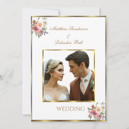Wedding White Gold Gold Modern Elegant Beautiful Invitation