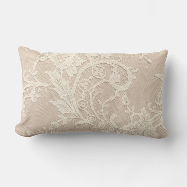 Wedding White Lace Lumbar Cushion (Front)