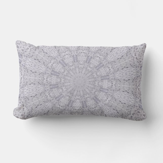 Wedding White Lace Mandala Kaleidoscope Abstract 1 Lumbar Cushion (Front)