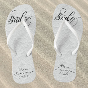Wedding White Lace Personalised Bride Thongs
